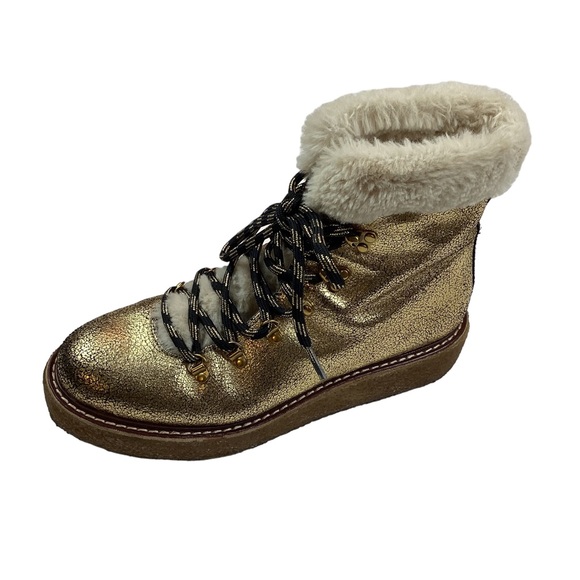 J Crew Gold Metallic Faux Fur Winter Boots AE 998 - Picture 5 of 15